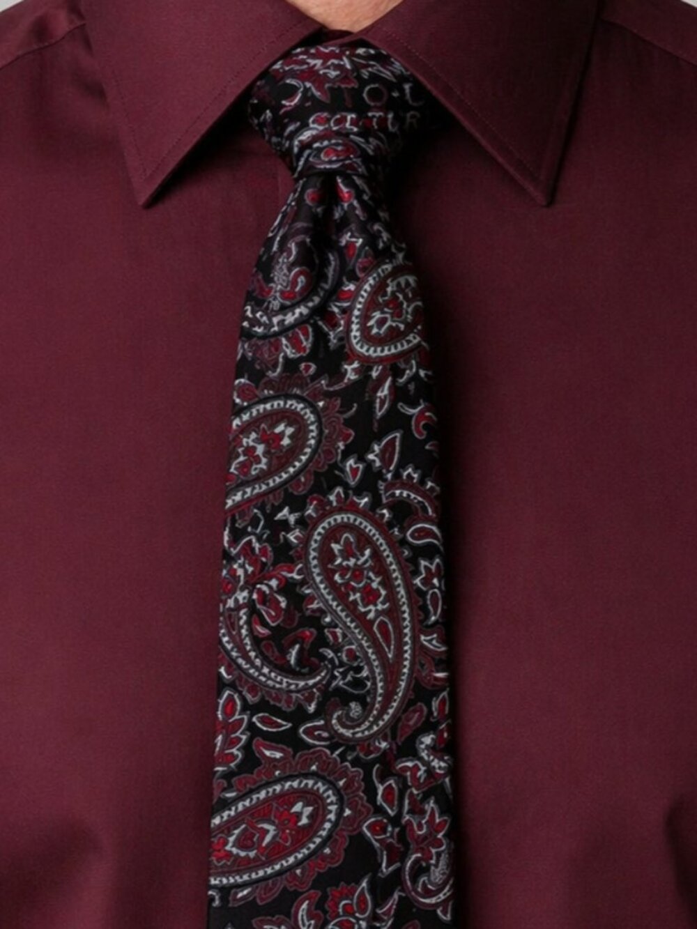 Pronto-Uomo Couture Mens Neck Tie Red Silver Black 100% Silk Formal Dress Office